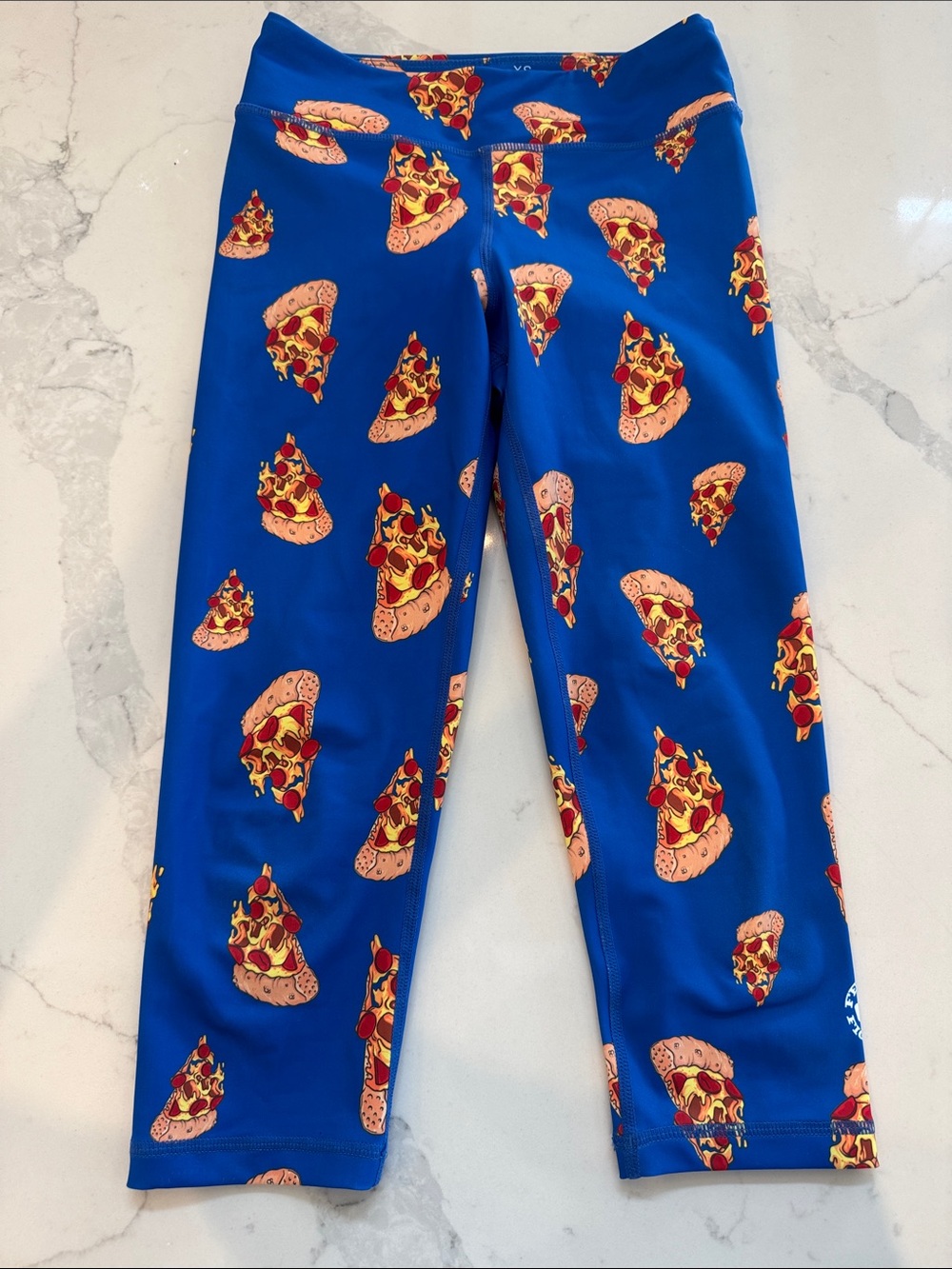 Feed Me Fight Me Royal Blue Pizza Slice Leggings